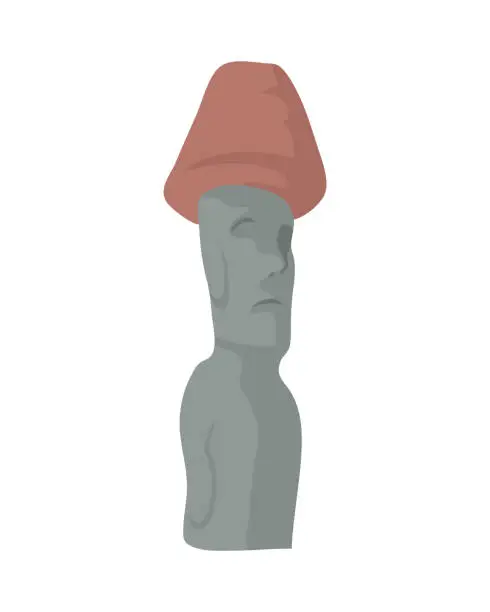 Vector illustration of moai statue illustration with hat
