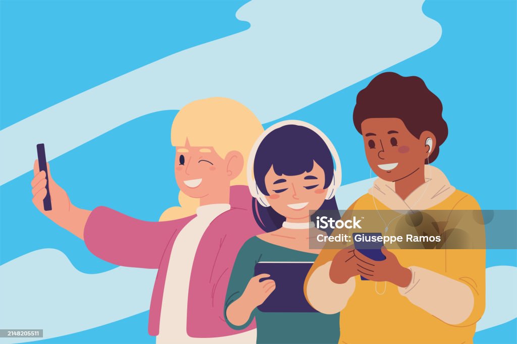 Android Users Cartoon People Using Cellphone Devices Cartoon Stock Illustration - Download ...