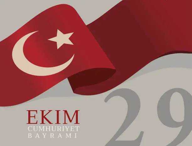 Vector illustration of Ekim Cumhuriyet Bayrami banner, design