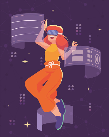 woman with goggles for metaverse, design