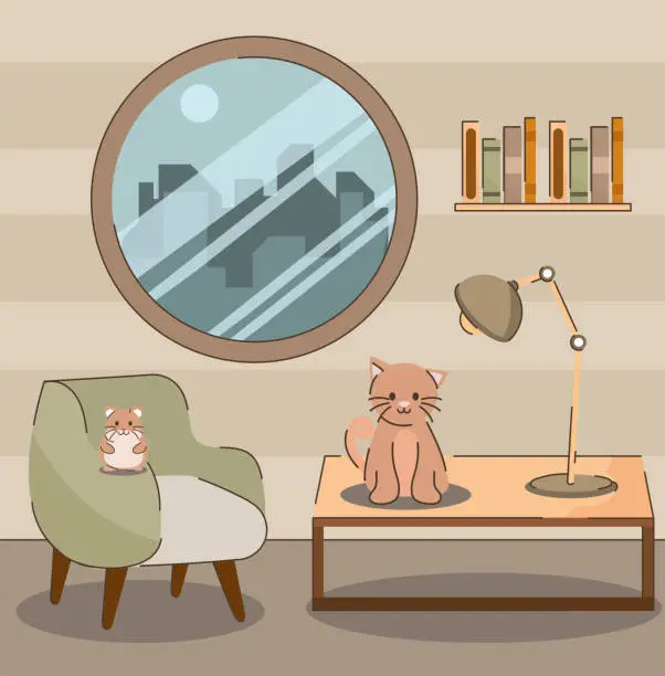 Vector illustration of pets sitting