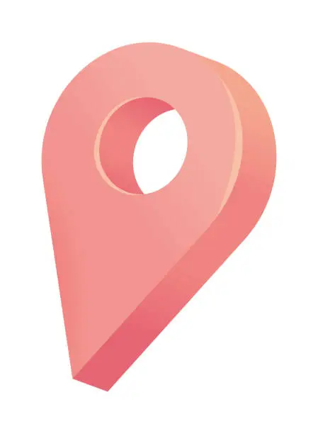 Vector illustration of gps location pin app 3d icon isolated