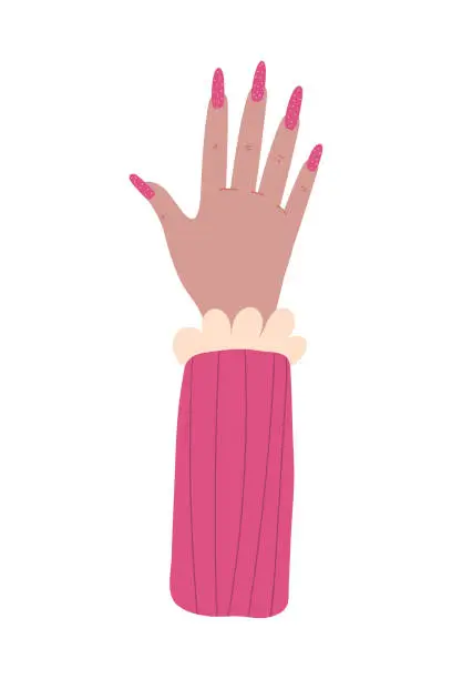 Vector illustration of hand with manicure icon isolated