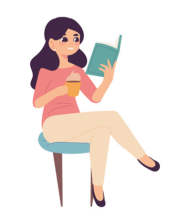 woman reading a book icon isolated