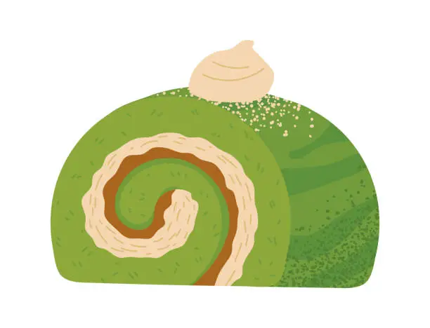 Vector illustration of matcha roll dessert icon isolated