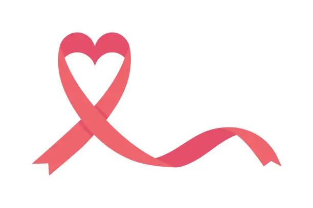 Vector illustration of ribbon heart AIDS icon isolated