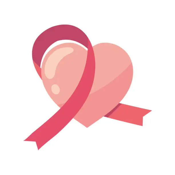 Vector illustration of heart and ribbon AIDS icon isolated