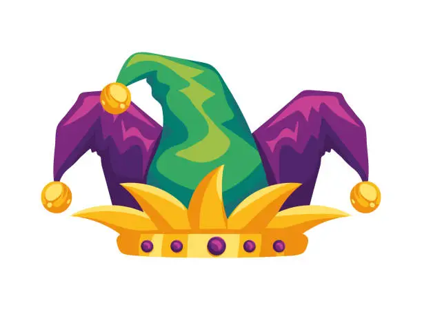 Vector illustration of joker hat mardi gras icon isolated style