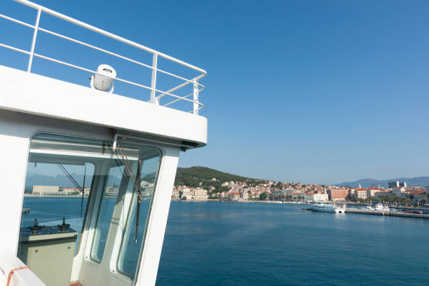 istock Croatia ferry wharf with transport and view.. 2148209784
