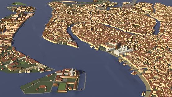 3D illustration of city and urban in Venice Italy