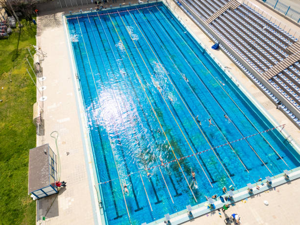 istock Aerial View of Large Swimming Pool 2148215320