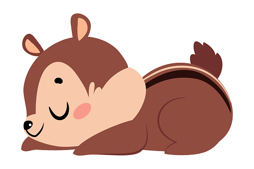 Funny Chipmunk Character with Cute Snout Lying Vector Illustration. Small Rodent and Gnawer Woodland Animal