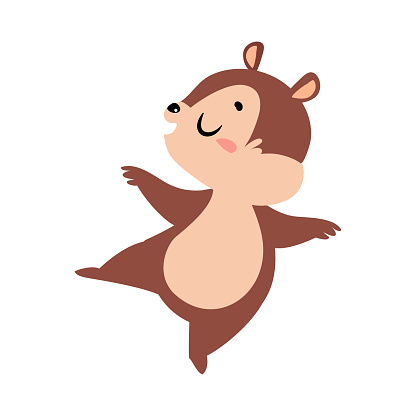 Funny Chipmunk Character with Cute Snout Dancing Vector Illustration. Small Rodent and Gnawer Woodland Animal