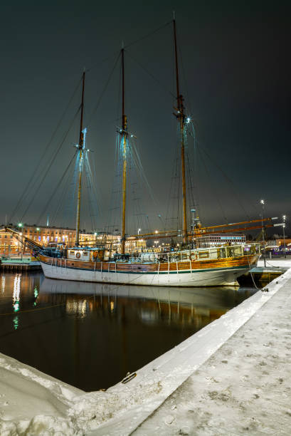 istock Beautiful three masted sailing ship moored in Helsinki in winter 2148215570