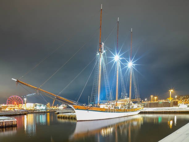istock Beautiful three masted sailing ship moored in Helsinki in winter 2148215573