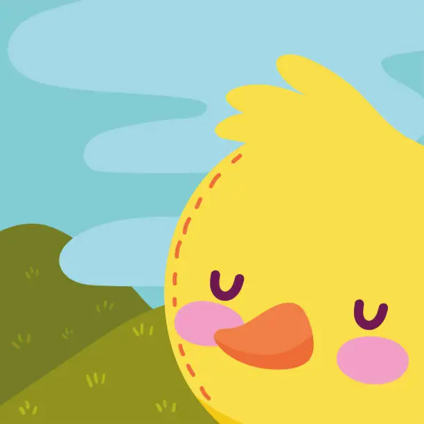 Vector illustration of cute duck toy