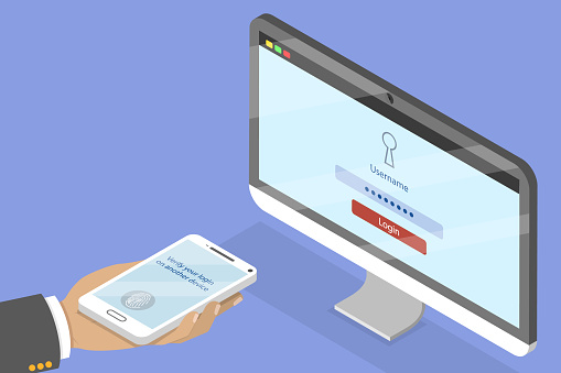 3D Isometric Flat Vector Conceptual Illustration of Two Steps Authentication, Verification by Smartphone