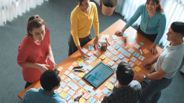 istock Top down view of business people shaking hands and making a contract. Symposium. 2148217913