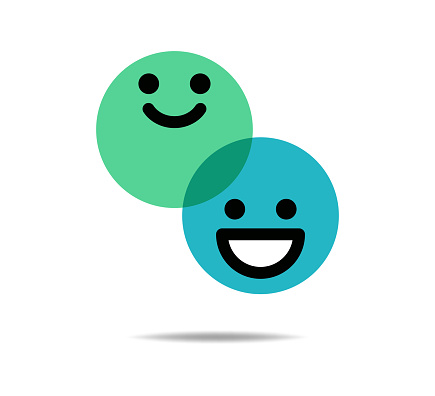 Vector illustration of a couple of cute, colorful and happy emoticons. Cut out design elements on a transparent background on the vector file.