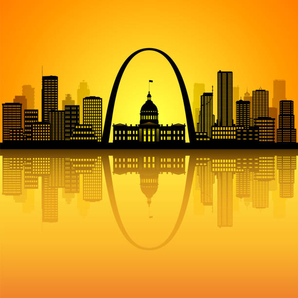 Saint Louis Skyline Silhouette (All Buildings Are Moveable, Complete and Highly Detailed) Saint Louis skyline silhouette. All buildings are moveable, complete and highly detailed. gateway arch st louis stock illustrations