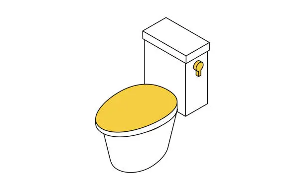 Vector illustration of Home renovation, flush toilet with tank, simple isometric illustration