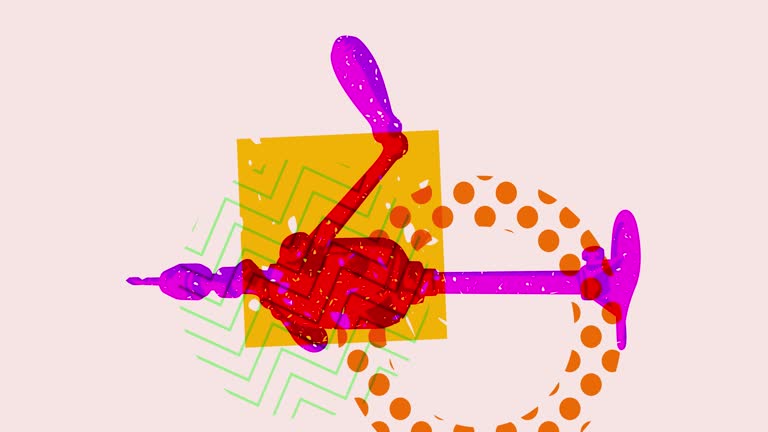 Risograph Antique Drill brace with geometric shapes animation.