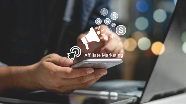 istock Affiliate marketing, online business model concept. Creating relationships strategy between merchants, affiliates, and customers. Generated revenue by rewarding affiliates for referring customers. 2148221201