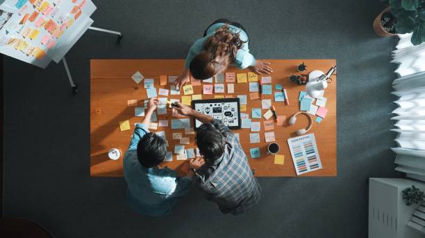 istock Time lapse of creative designer working together brainstorming idea. Symposium. 2148222019