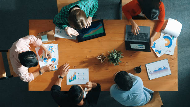 istock Top down view of smart business woman explain and present chart. Convocation. 2148223137