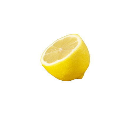 Halved organic lemon on white background with clipping path