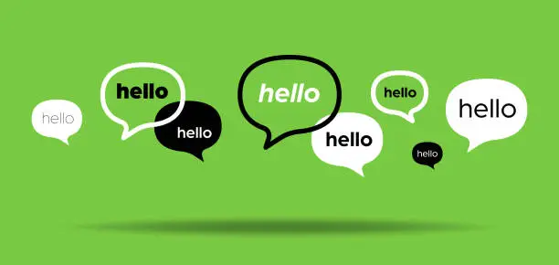 Vector illustration of Speech bubbles hello text