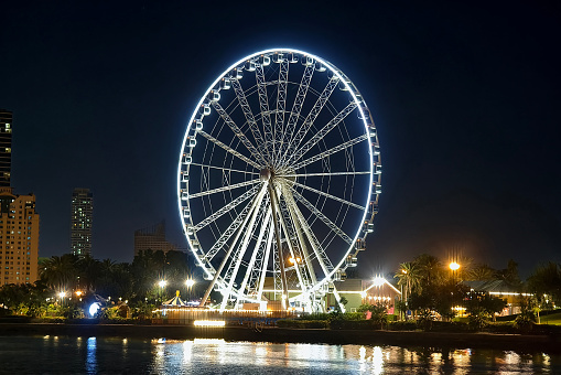 Ferris wheel in Al Qasba. Sharjah in the United Arab Emirates