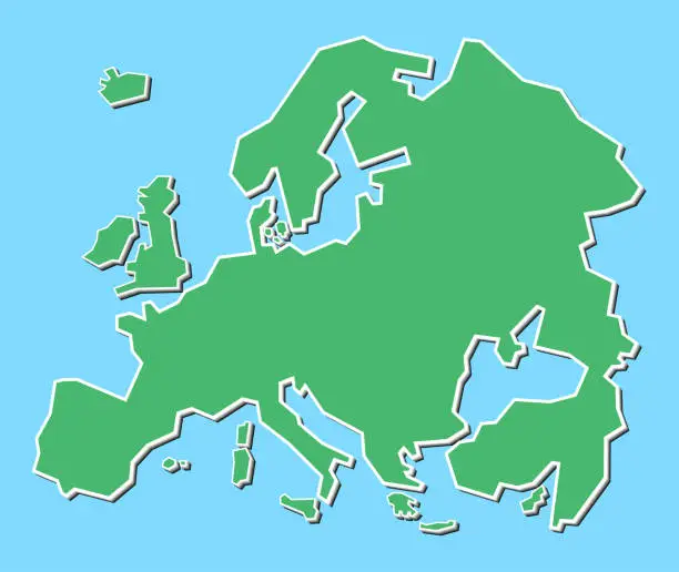 Vector illustration of Map of Europe with editable strokes