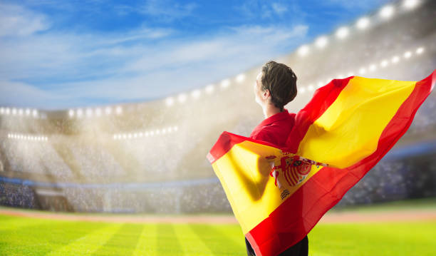 istock Spain football team supporter on stadium. 2148227562