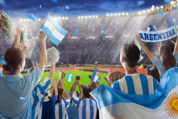 istock Argentina football team supporter on stadium. 2148227630