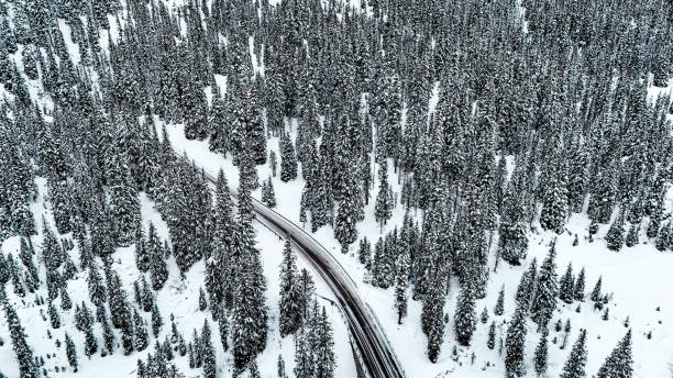 istock Mountain roads in the snow 2148227969