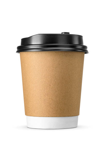 istock Brown Kraft paper cup for hot beverages to go isolated on white. 2148229277