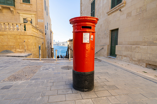 Valletta, Malta, April 03, 2024.  a characteristic letterbox in a street in the city center