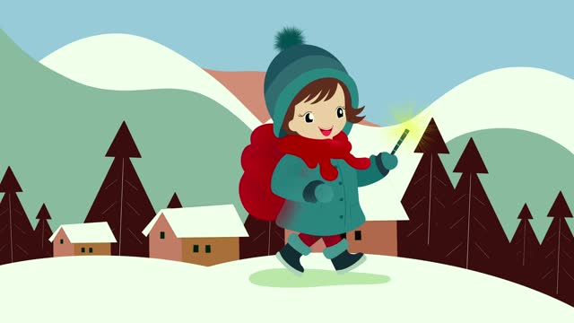 Winter walk and adventure of dreamy girl, a girl skating on a frozen hill in winter