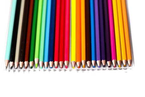 Colorful of pencils color on white background with isolated concept.