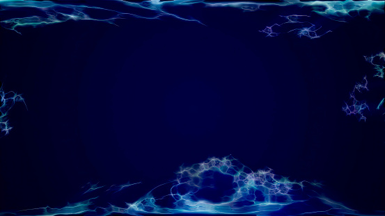 Blue purple energy magic frame made of futuristic waves and lines of liquid plasma smoke particles. Abstract background.