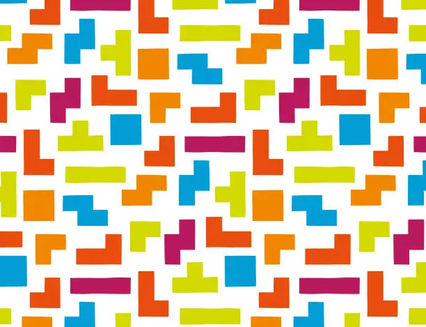 Vector illustration of Tetris pattern on a white background. vector pattern game, design for paper and textiles. fun design for kids