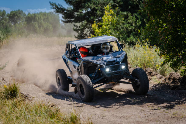 istock Cool view on UTV, 4x4 off-road vehicle on competition in summer 2148233133