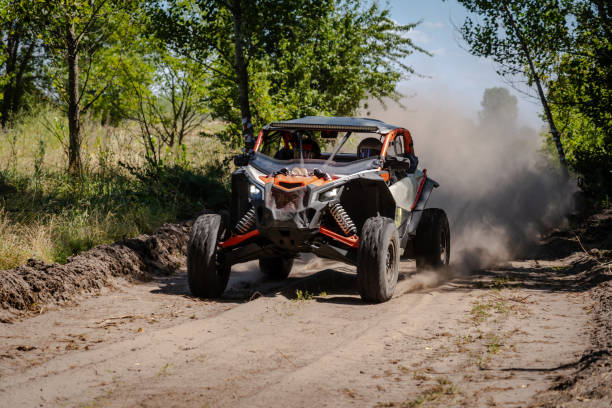 istock Cool view on UTV, 4x4 off-road vehicle on competition in summer 2148233134