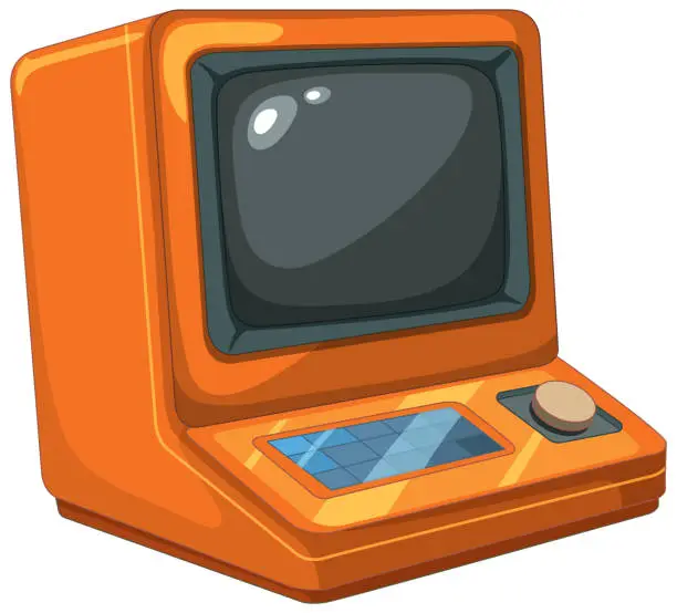 Vector illustration of Vector illustration of a vintage orange computer