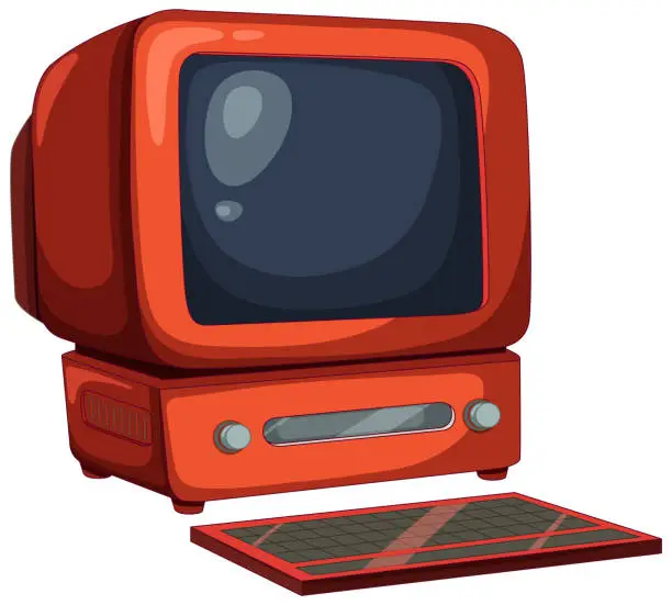 Vector illustration of Vector illustration of a vintage TV and keyboard