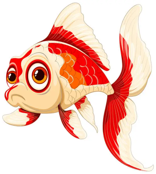 Vector illustration of Vibrant vector art of a cartoon goldfish