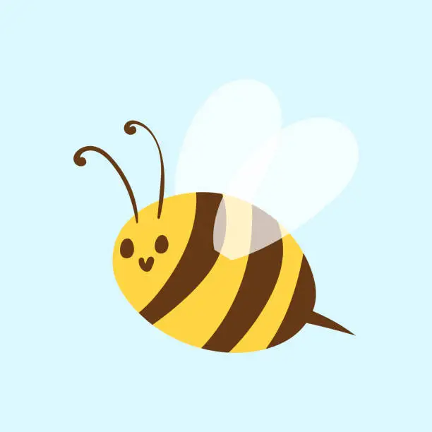 Vector illustration of Vector illustration of cute bee honey bee in flat design spring striped insect bumblebee