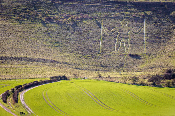 The long man of Wilmington on the south downs east Sussex south east England UK