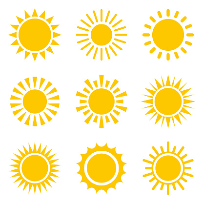 Set of sun icons.